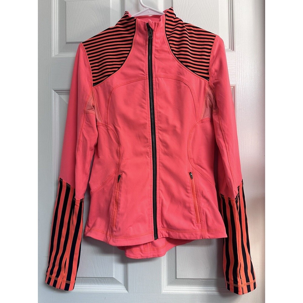 Lululemon Athletica Luon Forme Zip Jacket Light Flare Inkwell Stripes Size 6
